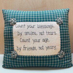 Beautiful Vintage embroidered Small Accent “Friends” Pillow